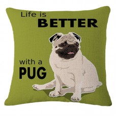 Cute Pug Linen Cotton Cushion Cover Car Throw Pillow Case Home Decoration 6#   283104714642